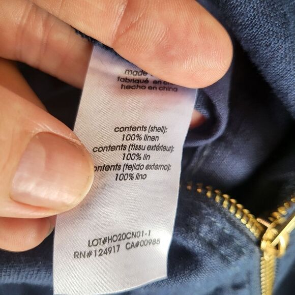 WeWoreWhat Utility Jumpsuit Linen Long Sleeve Gold Zip Collared Blue Size XL - Picture 12 of 12